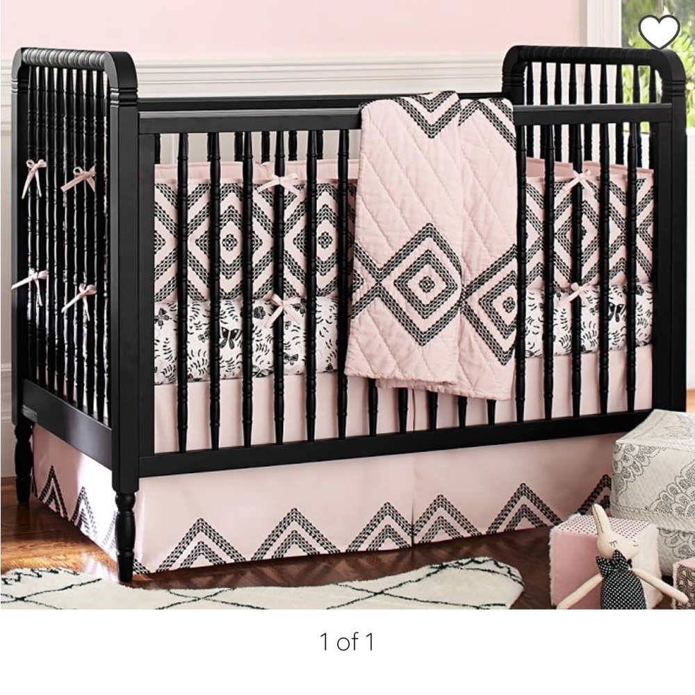 Crib Skirt NEW Pottery Barn Vivienne Crib Skirt Pink Black
